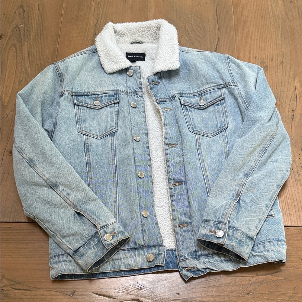 Frank & Oak Light Blue Denim Sherpa Jacket